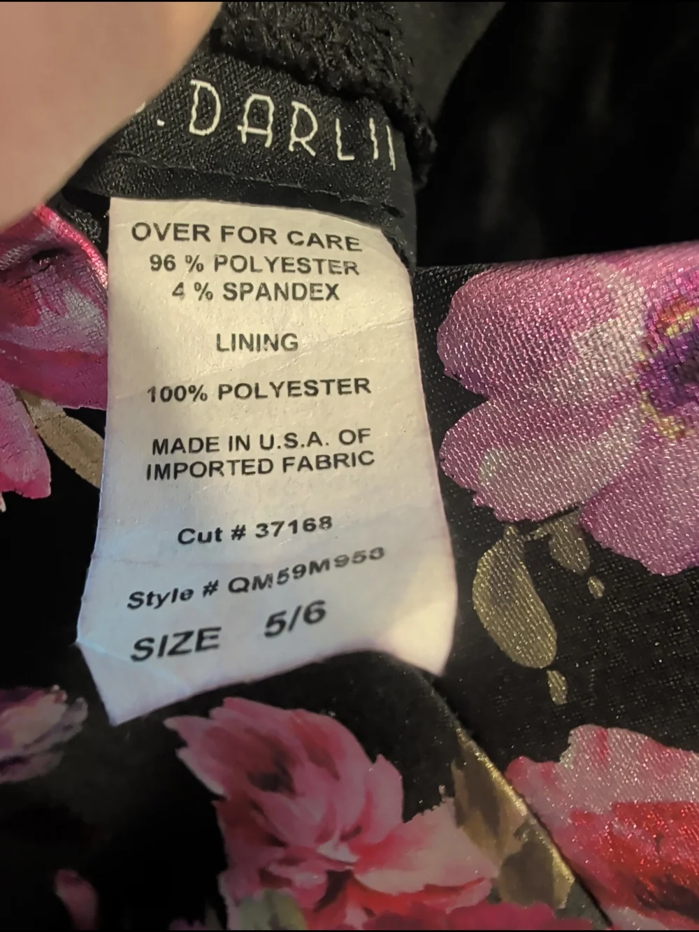 Dark Floral Fit & Flare Scuba Dress Size 5/6 Hoco Prom Party Metallic Black
